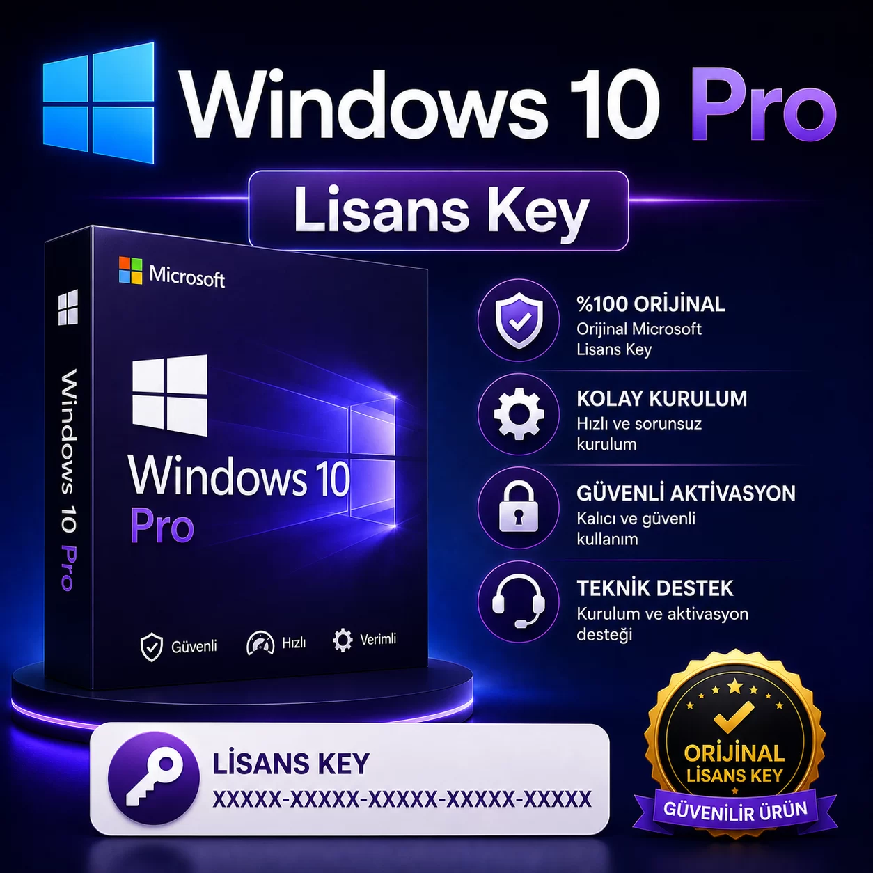 Windows Pro dijital lisans görseli